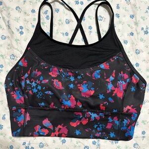 Lululemon Clip-In Long Line floral cute Sports Bra Dandy Digie Size 10